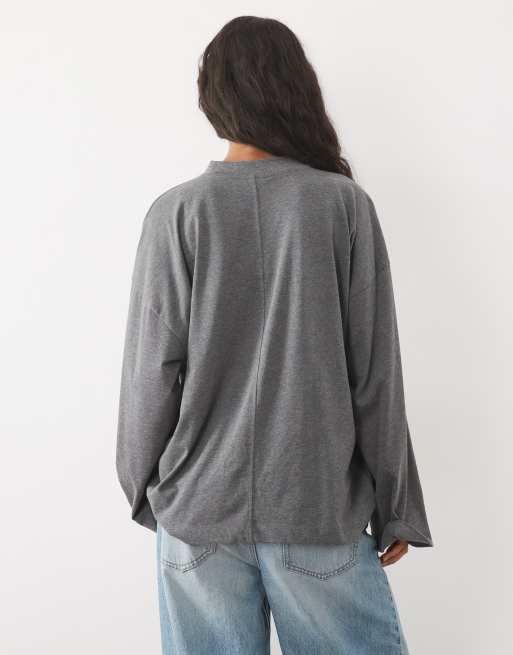 ASOS DESIGN t-shirt skate à manches longues gris charbon, 4 de 4