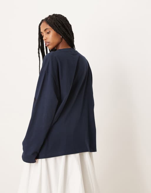 ASOS DESIGN - T-shirt skater a maniche lunghe blu navy con grafica "California", 4 di 4