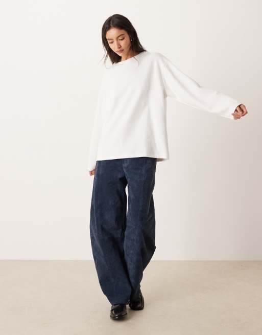 ASOS DESIGN - T-shirt skater a maniche lunghe molto morbida bianco inverno, 2 di 4