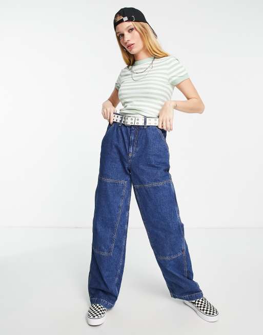 ASOS DESIGN - T-shirt slim a coste verde salvia a righe, 2 di 4