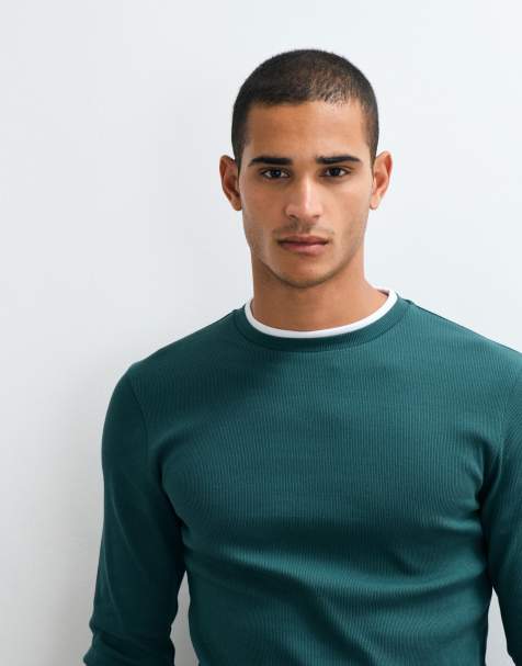ASOS DESIGN t-shirt slim à manches longues vert foncé - view 1