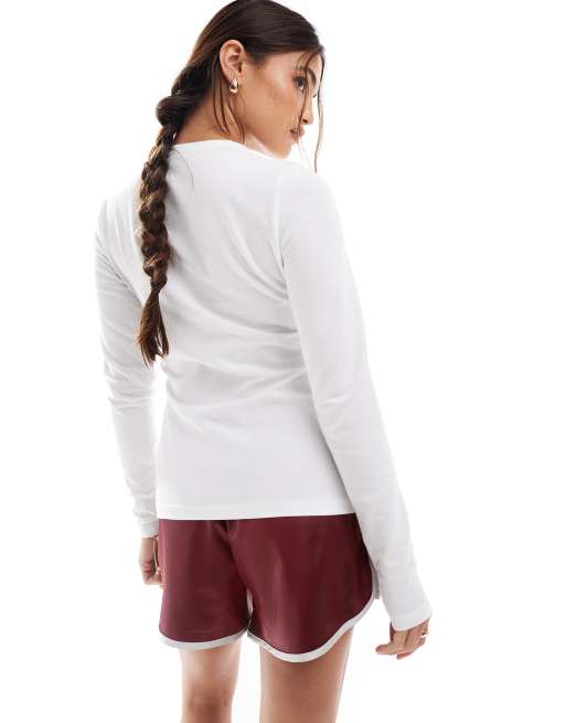 ASOS DESIGN - T-shirt slim a maniche lunghe in cotone bianco, 3 di 4
