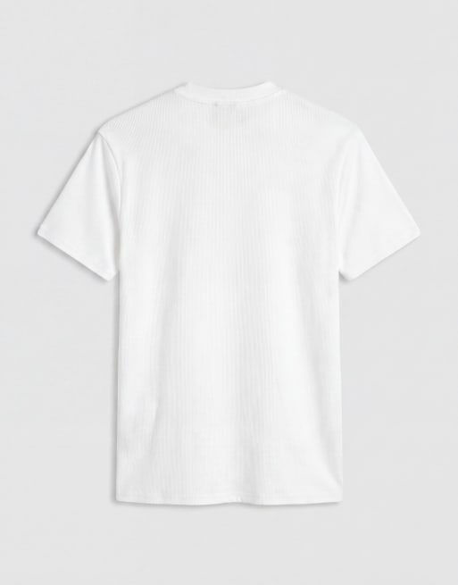 ASOS DESIGN - T-shirt slim accollata bianca a coste  , 7 di 7