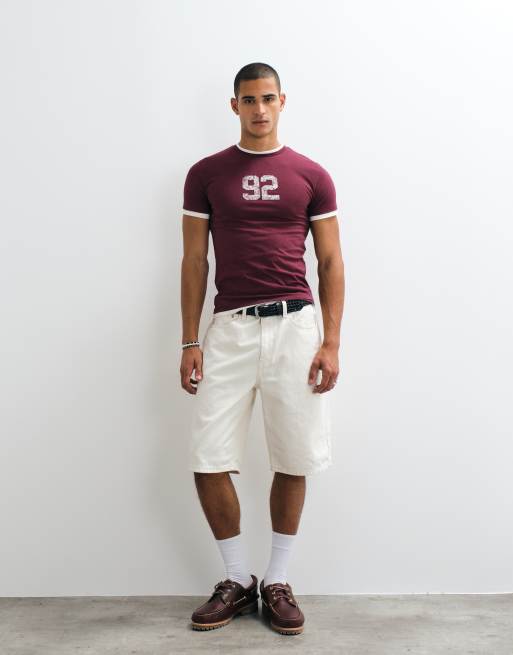 ASOS DESIGN - T-shirt slim avec imprimé 92 - Bordeaux, 3 de 5
