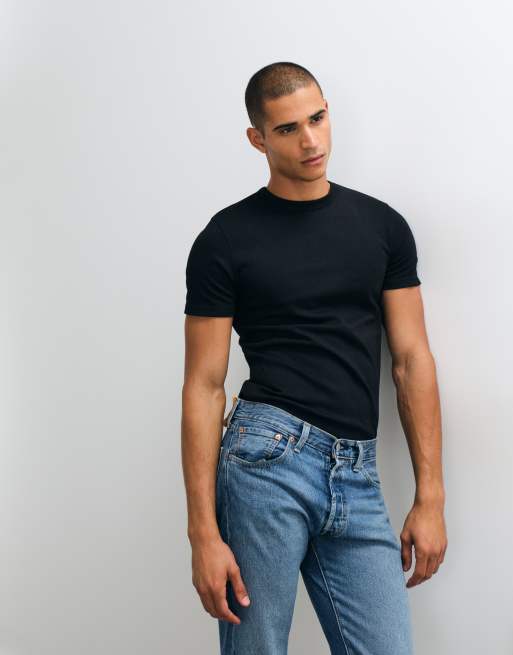 ASOS DESIGN t-shirt slim en interlock noir, 4 de 5