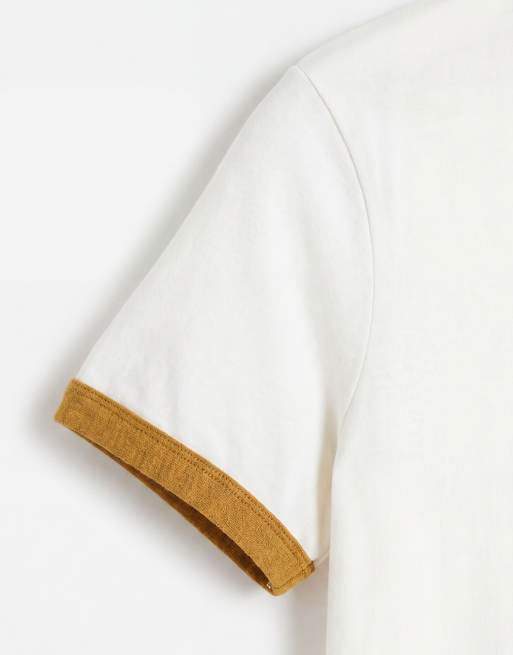 ASOS DESIGN - T-shirt slim fit crema con bordi a contrasto e grafica Soller, 8 di 9