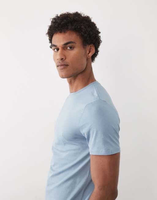 ASOS DESIGN - T-shirt slim fit in cotone SUPIMA® premium blu, 4 di 5