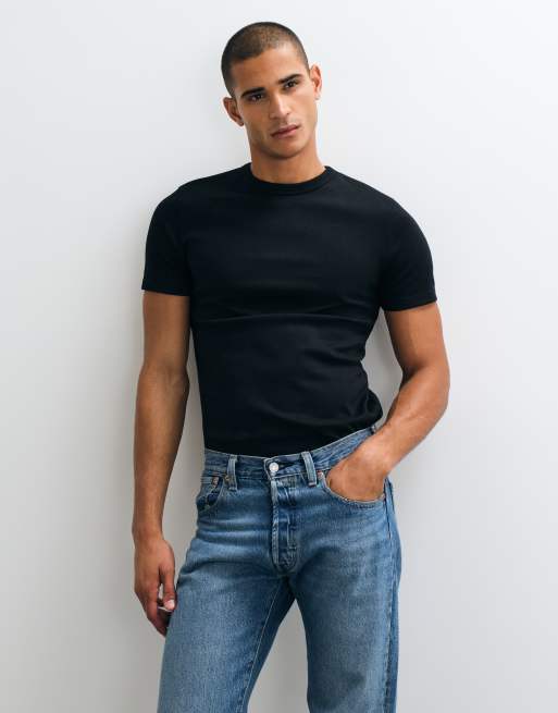ASOS DESIGN t-shirt slim fit in interlock nera, 2 di 5