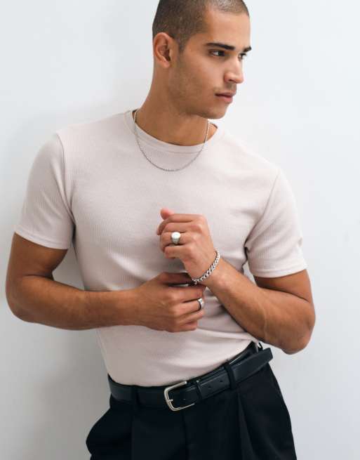 ASOS DESIGN T-shirt slim pesante grigia a nido d'ape, 2 di 5