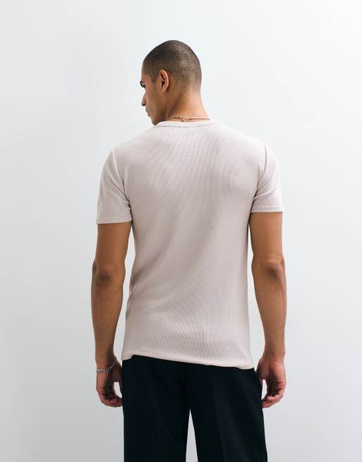 ASOS DESIGN T-shirt slim pesante grigia a nido d'ape, 4 di 5