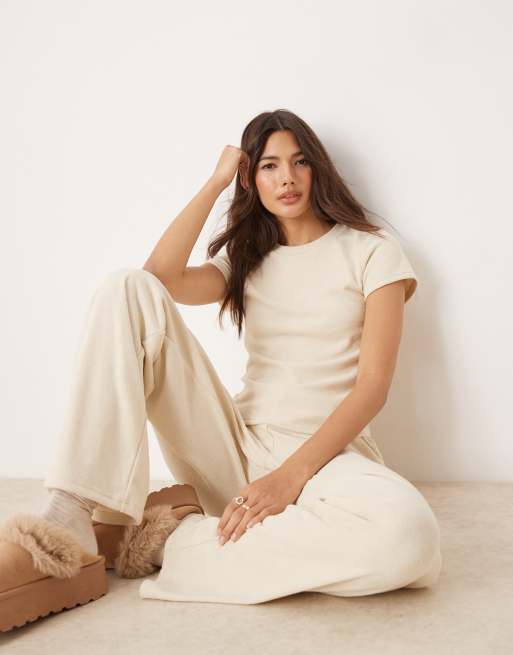 ASOS DESIGN - T-shirt soffice da casa mix & match color crema