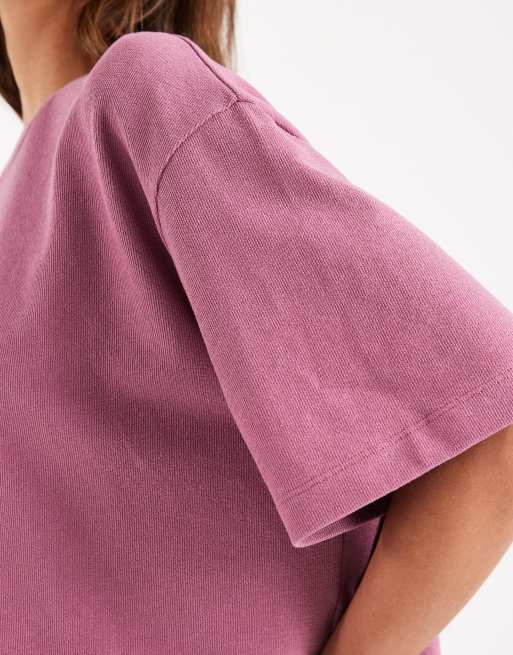 ASOS DESIGN - T-shirt squadrata corta in jersey testurizzato rosa slavato, 4 di 4