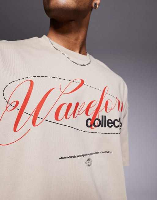 ASOS DESIGN - T-shirt squadrata oversize beige chiaro con stampa sul davanti, 3 di 4