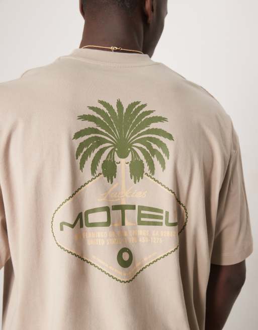 ASOS DESIGN - T-shirt squadrata oversize beige con stampa grafica di palme, 2 di 4