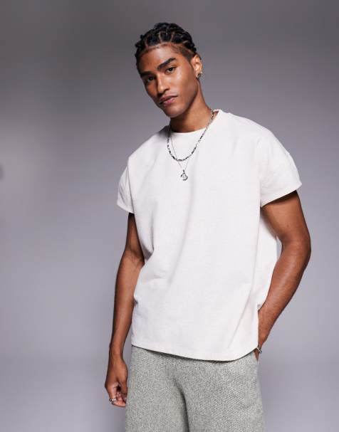 ASOS DESIGN - T-shirt squadrata oversize beige testurizzata - view 1