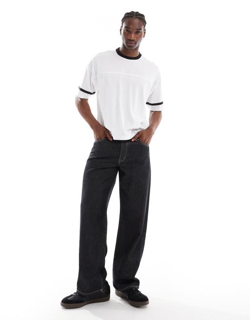ASOS DESIGN T shirt squadrata oversize bianca con dettagli sportivi ASOS