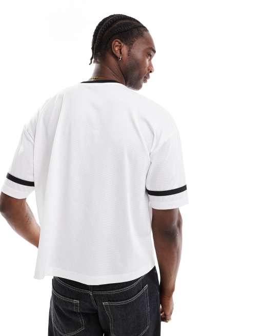 ASOS DESIGN T shirt squadrata oversize bianca con dettagli sportivi ASOS