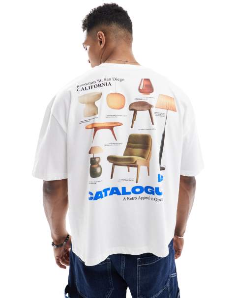 ASOS DESIGN - T-shirt squadrata oversize bianca con grafica sul retro - view 1