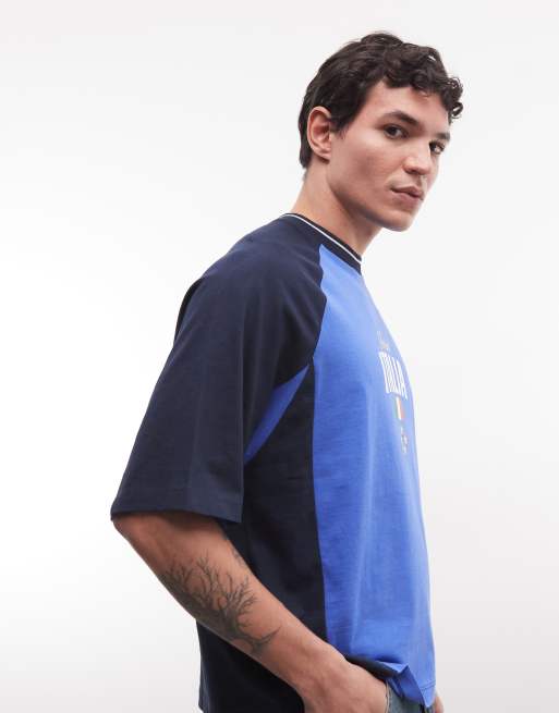 ASOS DESIGN - T-shirt squadrata oversize blu con grafica "Italia" a tema calcio, 5 di 5