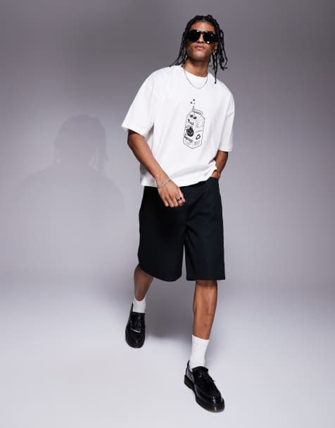 ASOS DESIGN - T-shirt squadrata oversize color bianco sporco con grafica stile cartoon - view 1