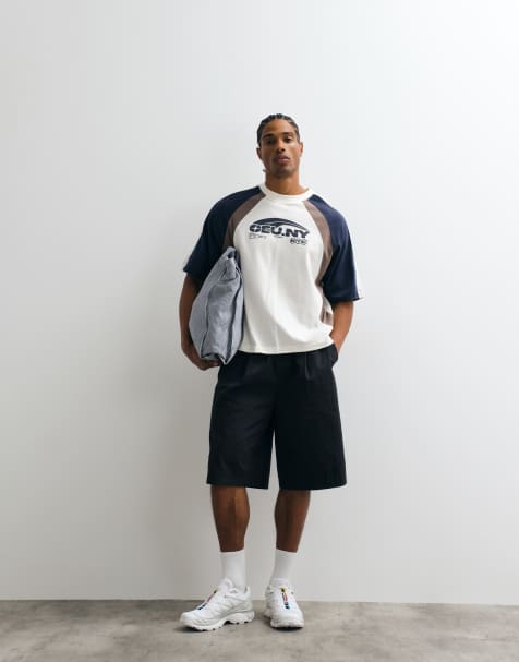 ASOS DESIGN - T-shirt squadrata oversize color crema con scritta - view 1