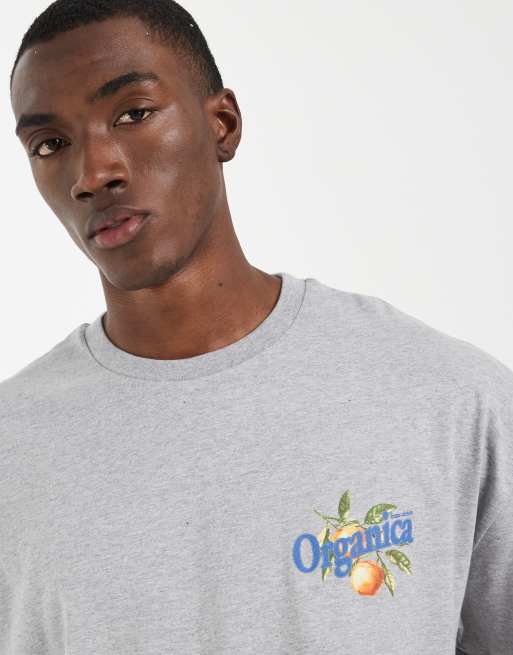 ASOS DESIGN - T-shirt squadrata oversize color grigio mélange con grafica di frutta, 5 di 5
