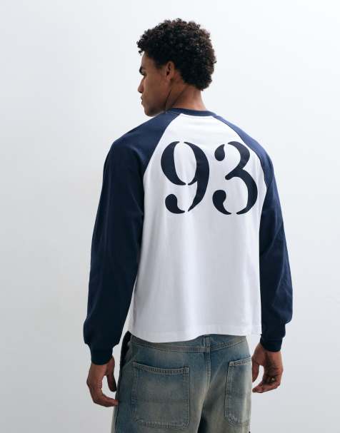 ASOS DESIGN T-shirt squadrata oversize con maniche raglan e grafica 93 bianca - view 1