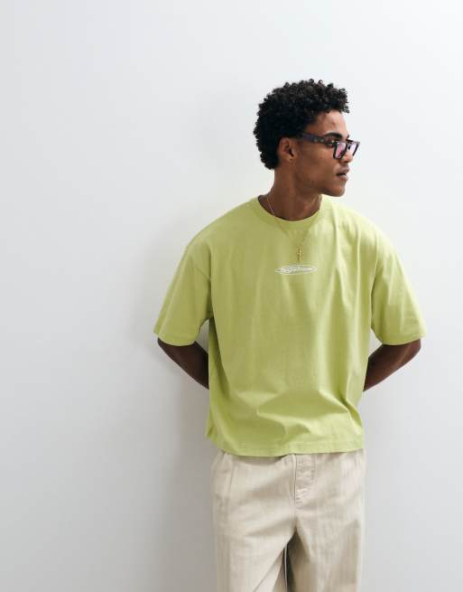 ASOS DESIGN T-shirt squadrata oversize con stampa sulla schiena verde, 4 di 5