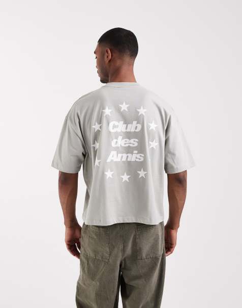 ASOS DESIGN - T-shirt squadrata oversize grigia con scritta - view 1