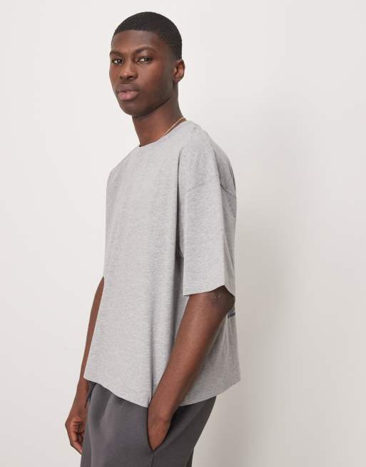 ASOS DESIGN - T-shirt squadrata oversize grigio mélange con grafica di fiore, 2 di 4