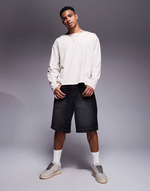 ASOS DESIGN - T-shirt squadrata oversize in misto lino beige con scollo aperto , 2 di 4