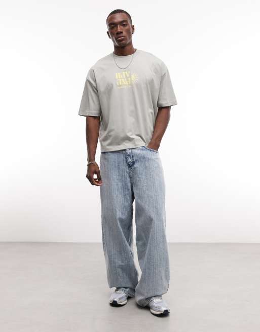 ASOS DESIGN - T-shirt squadrata oversize kaki con stampa di scritta, 2 di 5