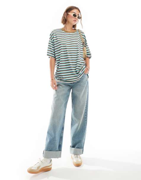ASOS DESIGN - T-shirt squadrata oversize marrone a righe - view 1