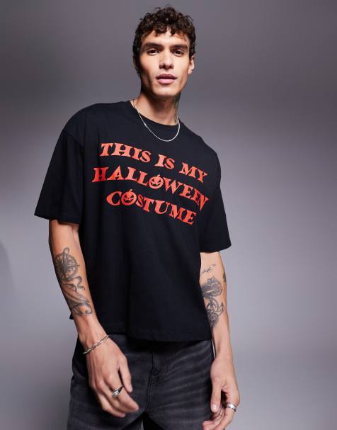 ASOS DESIGN - T-shirt squadrata oversize nera con stampa a tema Halloween - view 1