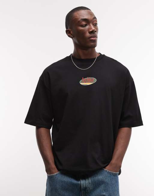 ASOS DESIGN - T-shirt squadrata oversize nera con stampa di scritta, 2 di 5