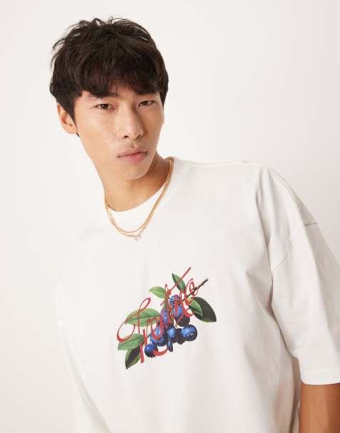 ASOS DESIGN - T-shirt squadrata oversize pesante bianco sporco con stampa di frutta - view 1