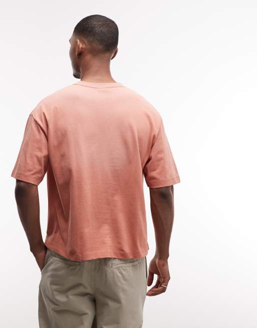 ASOS DESIGN - T-shirt squadrata oversize pesante lavaggio arancione con scritta, 5 di 5