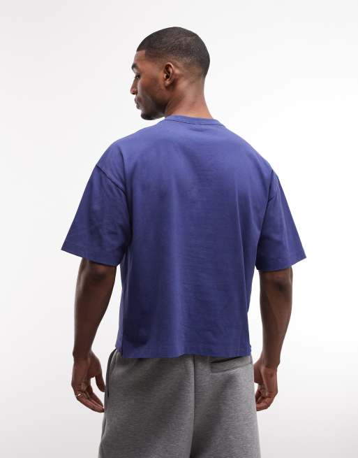 ASOS DESIGN - T-shirt squadrata oversize pesante lavaggio blu navy con ricamo "California", 5 di 5