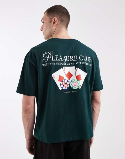 ASOS DESIGN - T-shirt squadrata oversize verde scuro con grafica di carte - view 1