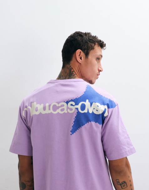 ASOS DESIGN t-shirt squadrata relaxed con grafica a stella in lavaggio lilla - view 1