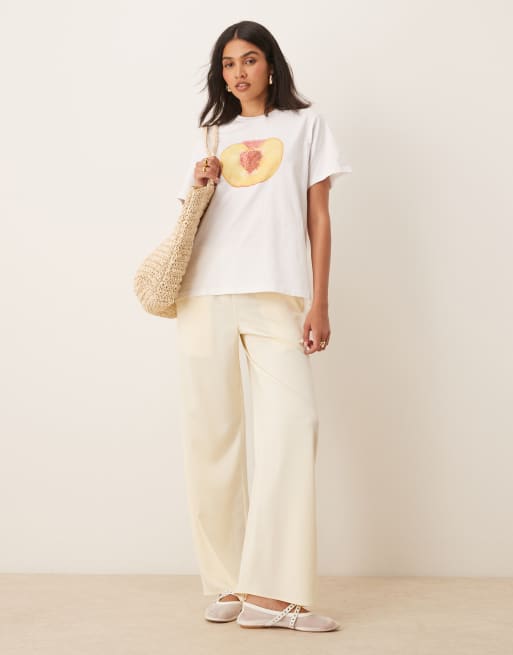 ASOS DESIGN - T-shirt standard à imprimé pêche - Blanc, 3 de 4