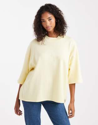 T-shirt structuré en maille - Babeurre-Jaune S