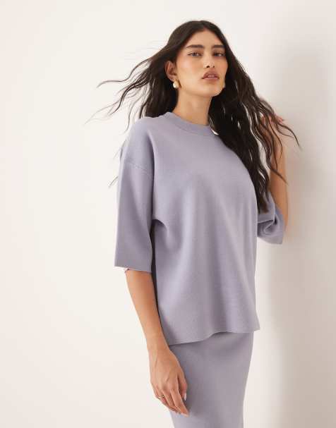 ASOS DESIGN - T-shirt strutturata in maglia color azzurro chiaro - view 1