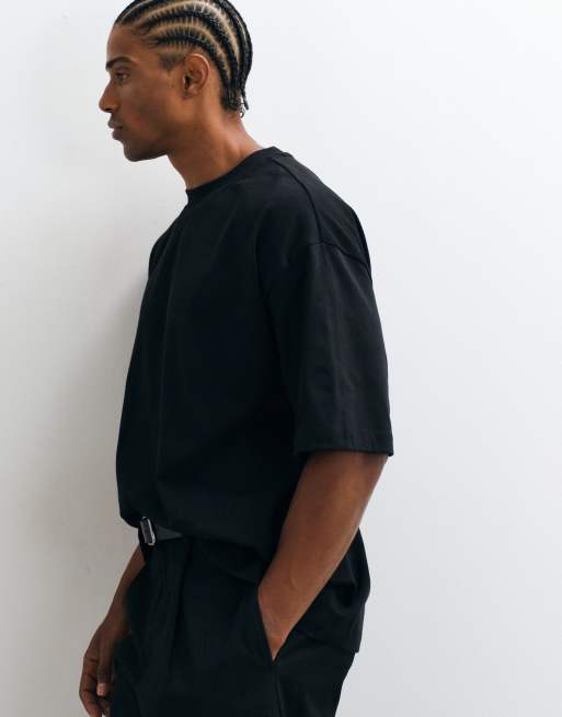 ASOS DESIGN - T-shirt super oversize pesante nera, 4 di 5