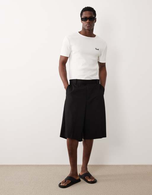 ASOS DESIGN - T-shirt super pesante attillata a coste bianca testurizzata con testo ricamato, 2 di 5