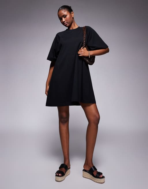 ASOS DESIGN t-shirt swing mini dress in black