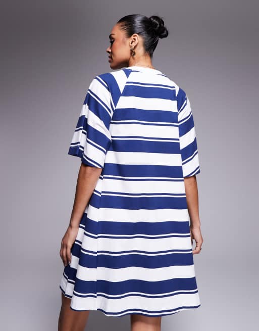 ASOS DESIGN T-shirt swing mini dress in blue stripe