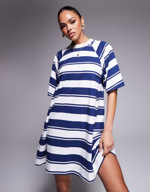 ASOS DESIGN T-shirt swing mini dress in blue stripe