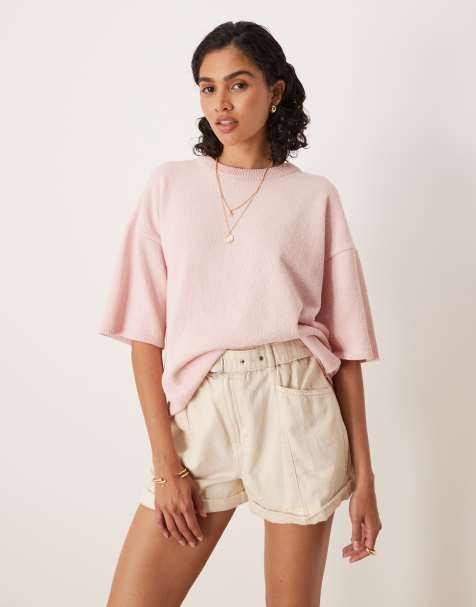 ASOS DESIGN - T-shirt taglio comodo in maglia rosa fiammata - view 1