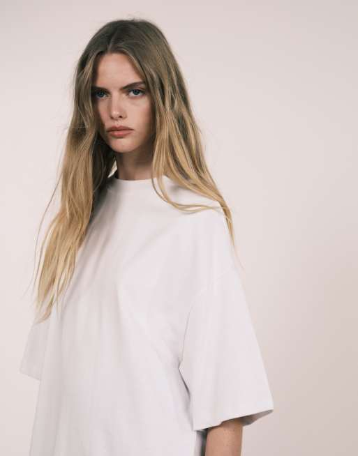 ASOS DESIGN - T-shirt taglio lungo oversize bianco in tessuto pesante, 2 di 5